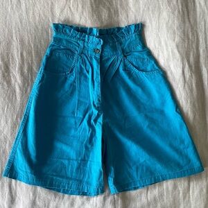 3/$20 Vintage ribcage paperbag bright blue chino shorts